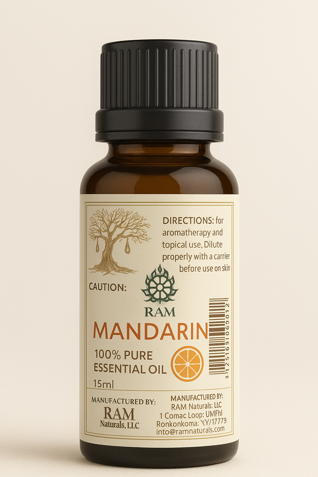 ramnaturals Mandarin Essential Oil 15ml | 100% Pure & Natural Citrus Oil – RAM Naturals - Image 1
